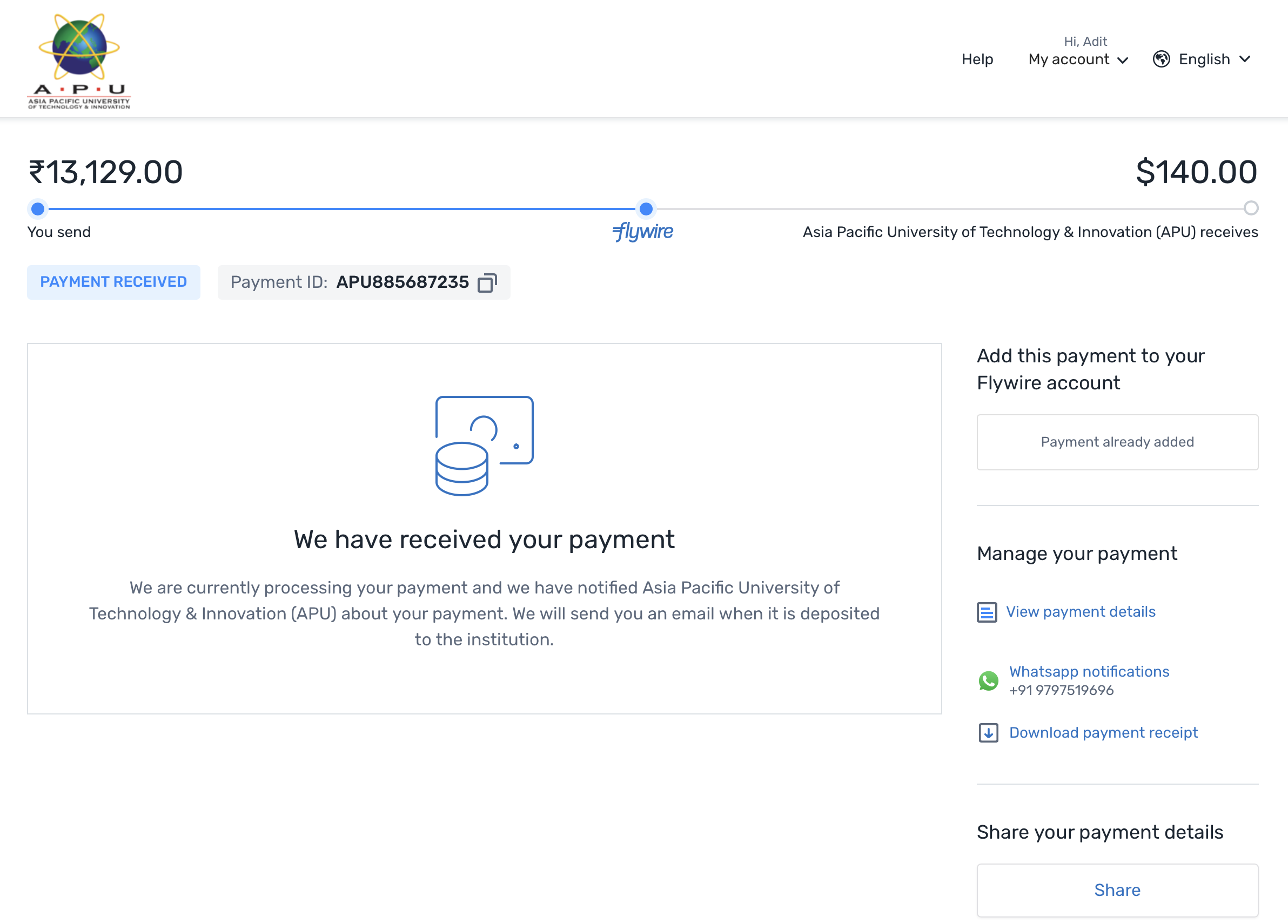 Proof of Payment:
