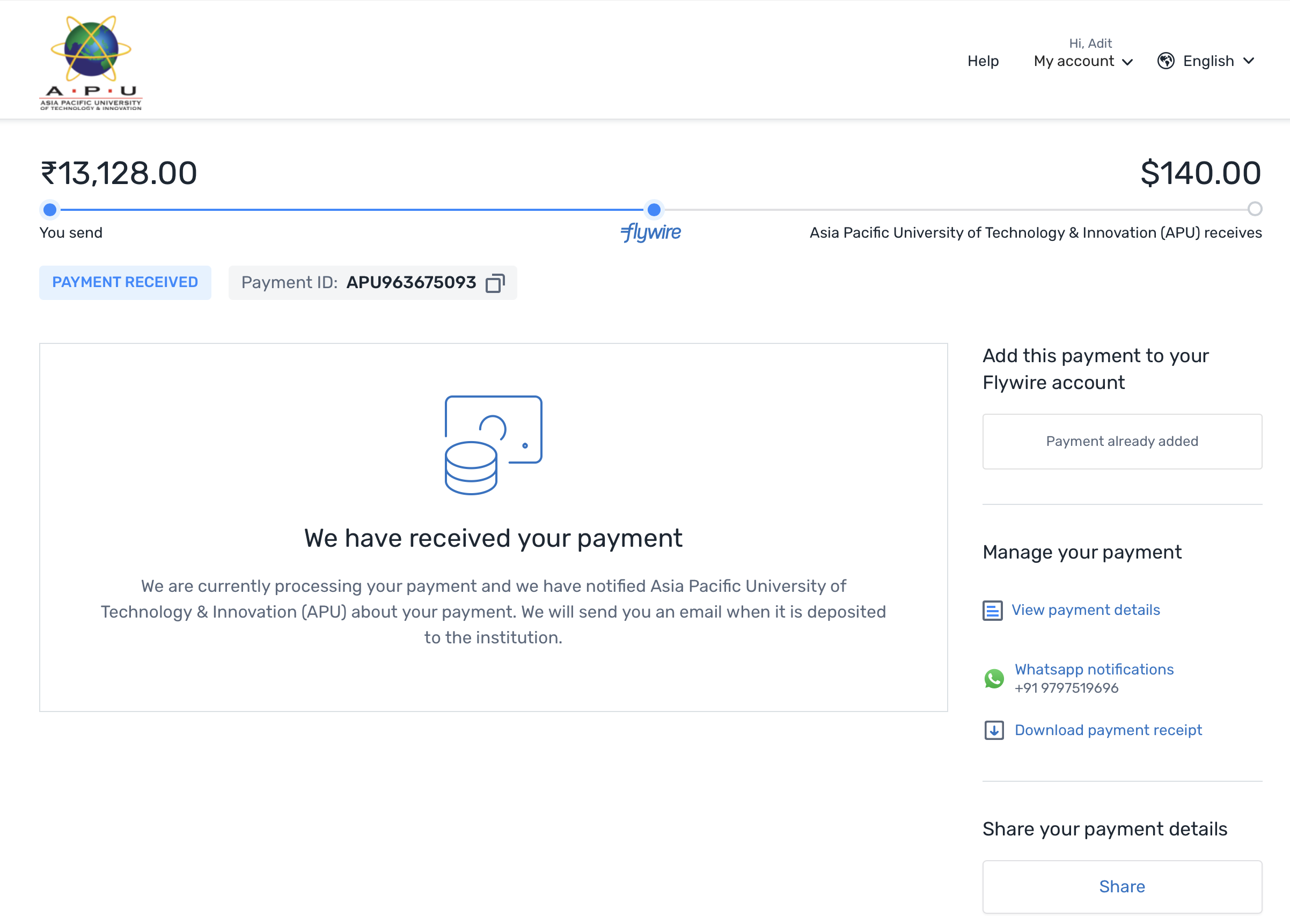 Proof of Payment: