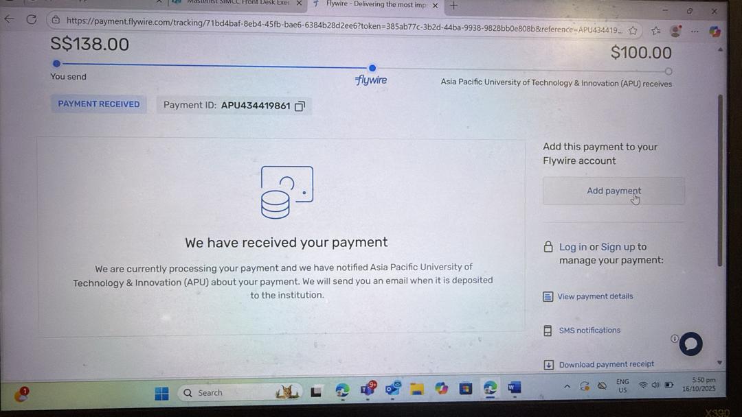 Proof of Payment: