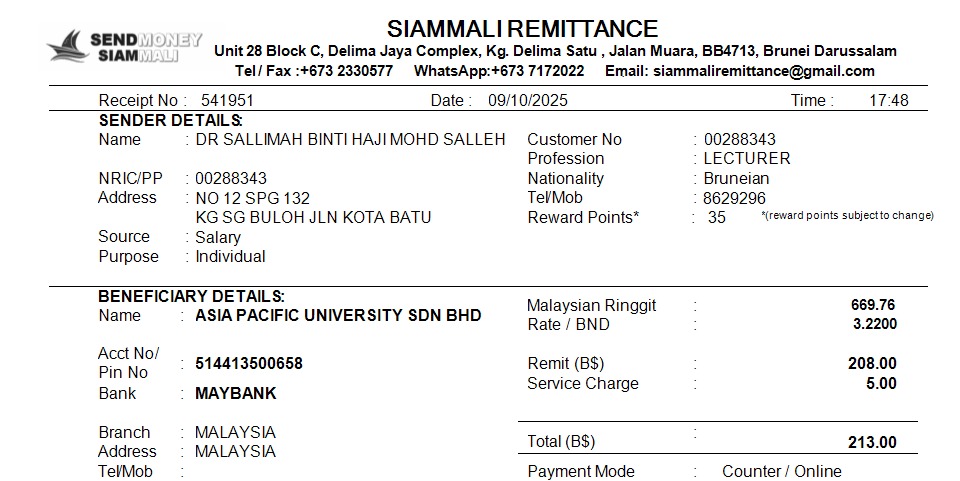 Proof of Payment: